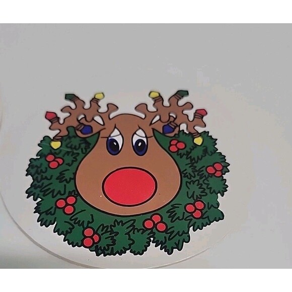 Vtg 90s Set Of 4 Christmas Coasters 4" Round - Picture 4 of 6
